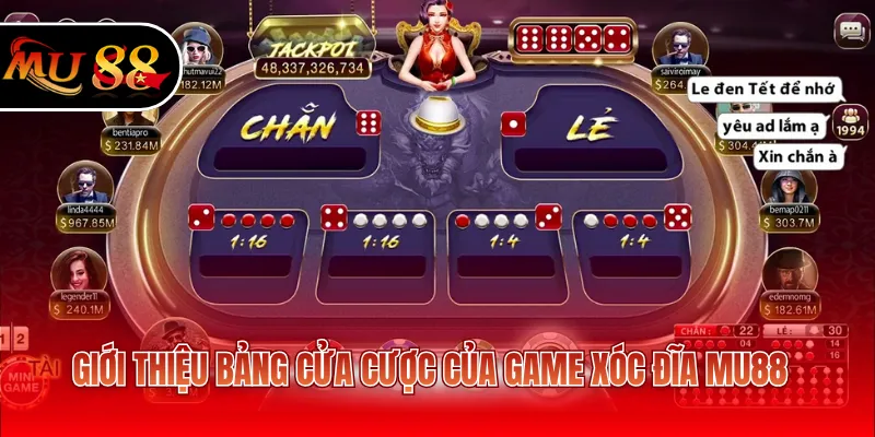 Giới thiệu bảng cửa cược của game Xóc Đĩa MU88